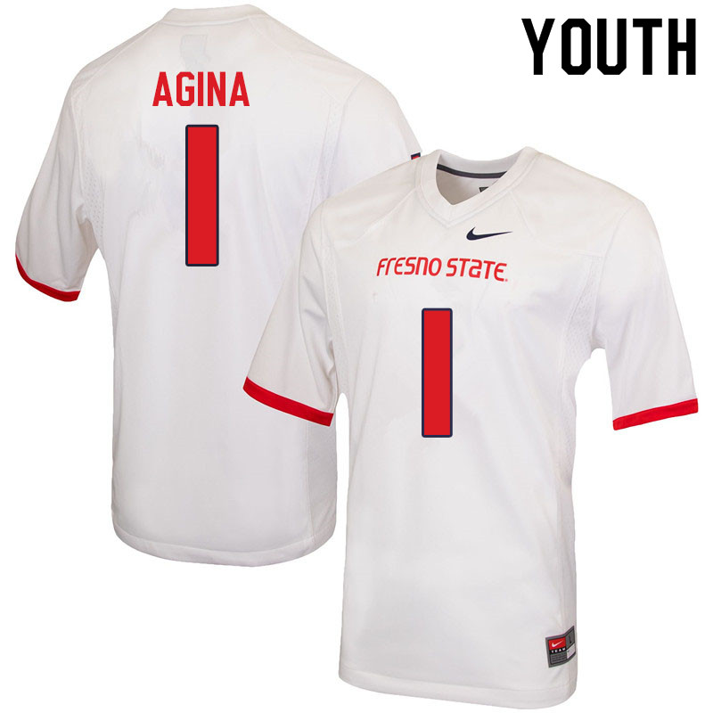 Youth #1 Kosi Agina Fresno State Bulldogs College Football Jerseys Sale-White
